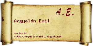 Argyelán Emil névjegykártya