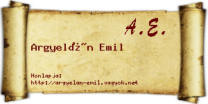 Argyelán Emil névjegykártya